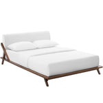 Luella Queen Fabric Platform Bed in Walnut White