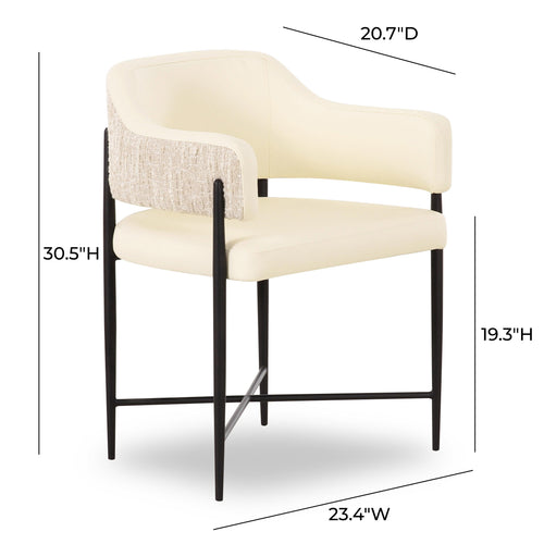 Sezanne Vegan Leather Dining Chair in Cream