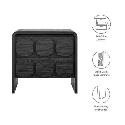 Toscana 2-Drawer Nightstand in Black