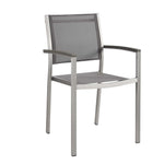 Shore Outdoor Aluminum Dining Chair Set of 2 in Silver Gray