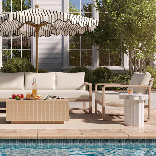 Palata 84" Outdoor Eucalyptus Sofa in Cream
