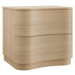 Mirae 2-Drawer Curved Nightstand in Brushed Light Oak