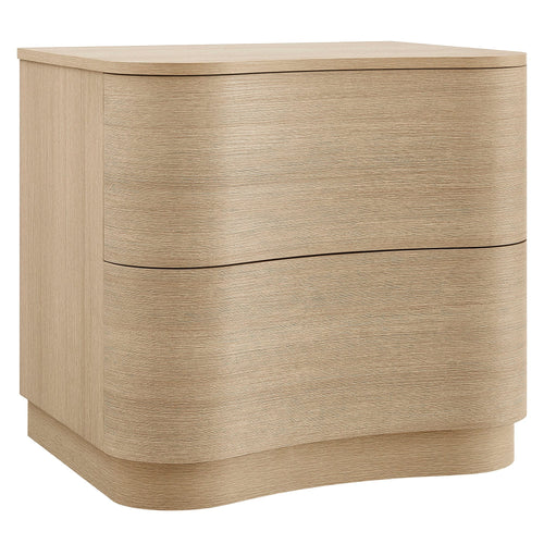 Mirae 2-Drawer Curved Nightstand in Brushed Light Oak