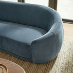 Contessa Curved Velvet Sofa in Cadet Blue