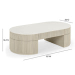 Bella 52" Acacia Wood Storage Coffee Table in Cream