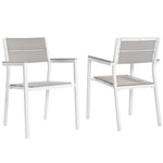 Maine Outdoor Dining Armchair Set of 2 in White Light Gray