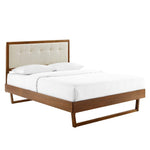 Willow King Tufted Wood Platform Bed in Walnut Beige