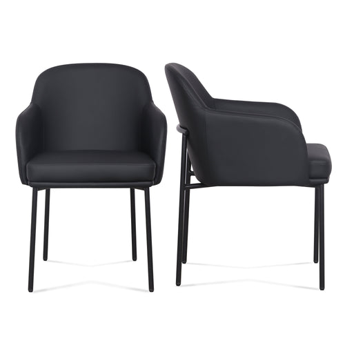 Sydney Vegan Leather Armchair - Set of 2 in Black