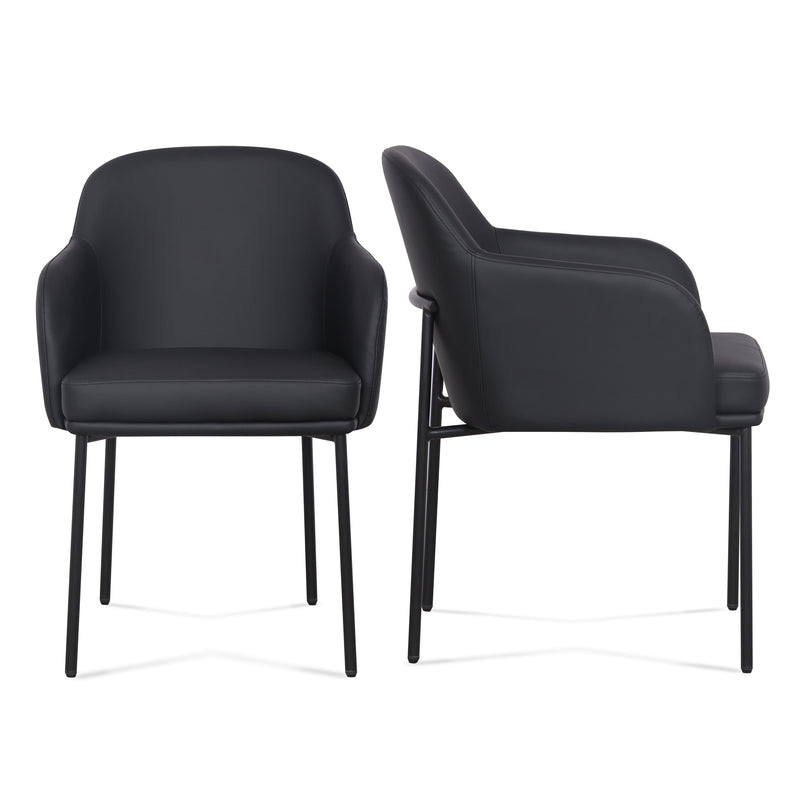 Sydney Vegan Leather Armchair - Set of 2 in Black