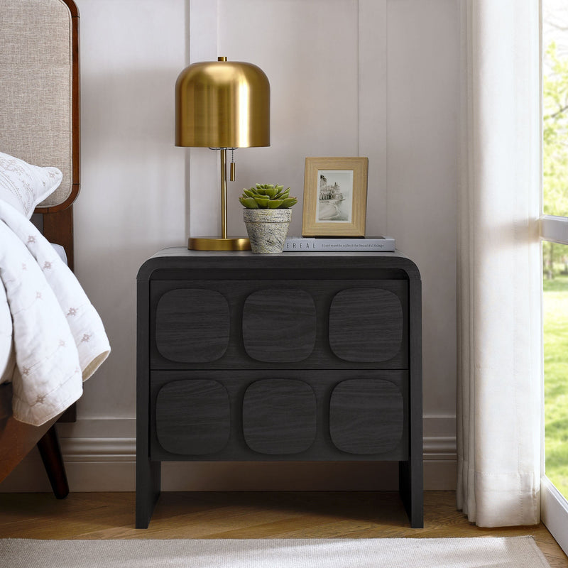 Toscana 2-Drawer Nightstand in Black