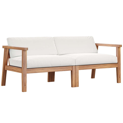 Bayport Outdoor Teak Wood 2-Seater Loveseat in Natural White