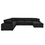 Commix 7-Piece Down Filled Sectional Sofa in Black