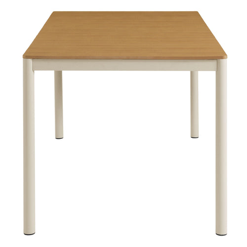 Finn 71" Outdoor Aluminum Dining Table with Faux Wood Top in Natural