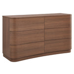 Mirae 6-Drawer Curved Dresser in Brushed Brown Oak