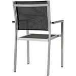 Shore Outdoor Aluminum Dining Chair Set of 2 in Silver Black