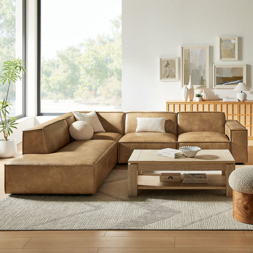 Restore 4-Piece Vegan Leather Sectional in Toast