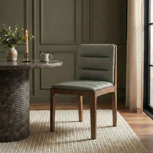 Ellis Vegan Leather Dining Chair in Green