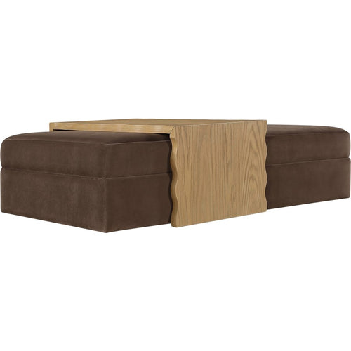 Woodra Velvet Coffee Table / Ottoman in Brown