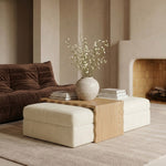 Woodra Velvet Coffee Table / Ottoman in Cream