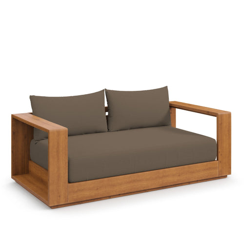 Tahoe Outdoor Acacia Wood Loveseat in Natural Cocoa