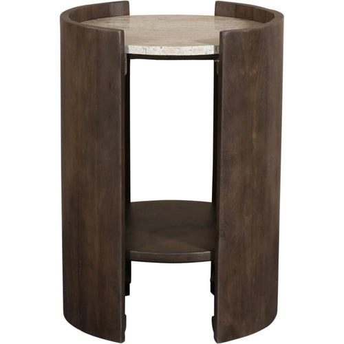 Solstice Travertine End Table in Brown
