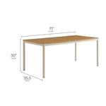 Finn 71" Outdoor Aluminum Dining Table with Faux Wood Top in Natural