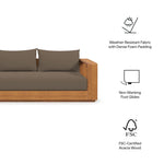 Tahoe Outdoor Acacia Wood Sofa in Natural Cocoa