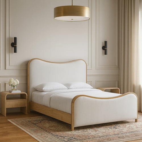 Arvada Linen Bed - King in Cream