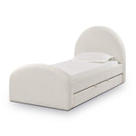 Moon Boucle Twin Trundle Bed in Cream