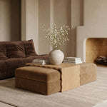Woodra Velvet Coffee Table / Ottoman in Saddle