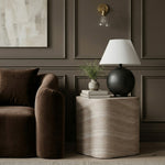 Vellon Concrete End Table in Travertine