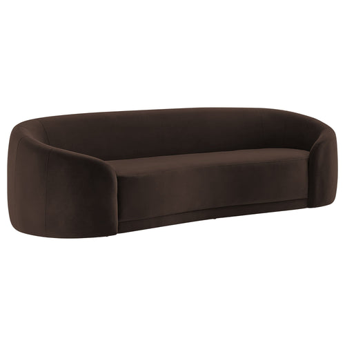 Contessa Curved Velvet Sofa in Chocolate Brown