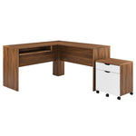 Envision Desk and File Cabinet Set in Walnut / White
