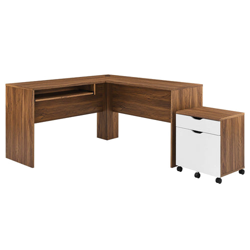 Envision Desk and File Cabinet Set in Walnut / White