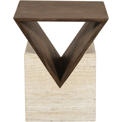 Opus Travertine End Table in Brown