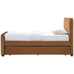 Gatsby Velvet Twin Trundle Bed in Saddle