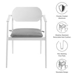 Aeris Stackable Outdoor Aluminum Dining Armchair Set of 2 in White