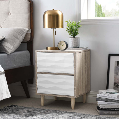 Vespera 2-Drawer Nightstand in Oak White