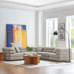 Jubilee 5-Piece Velvet Sectional Sofa in Almond