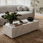 Romy 47" Coffee Table in White Marble