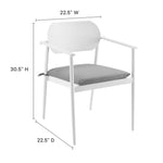 Aeris Stackable Outdoor Aluminum Dining Armchair Set of 2 in White