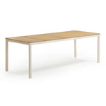 Sardinia 95" Outdoor Rectangular Dining Table in Light Teak / Cream Legs