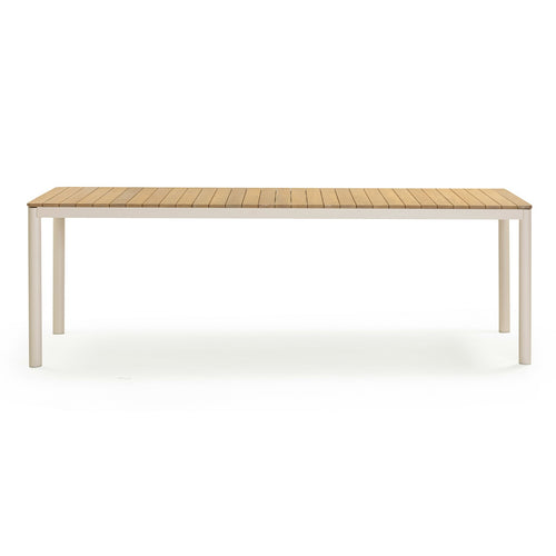 Sardinia 95" Outdoor Rectangular Dining Table in Light Teak / Cream Legs