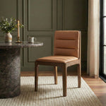 Ellis Vegan Leather Dining Chair in Cognac