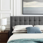 Julia Queen Velvet Biscuit Tufted Platform Bed in Gray