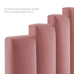 Elise Twin Velvet Channel Tufted Platform Bed in Dusty Rose