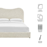 Seluna Boucle Queen Platform Bed in Pearl