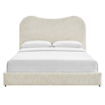 Seluna Boucle Queen Platform Bed in Pearl