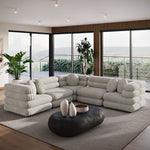 Jubilee 5-Piece Velvet Sectional Sofa in Almond