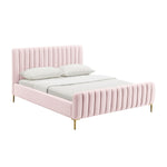 Angela Velvet King Bed in Blush